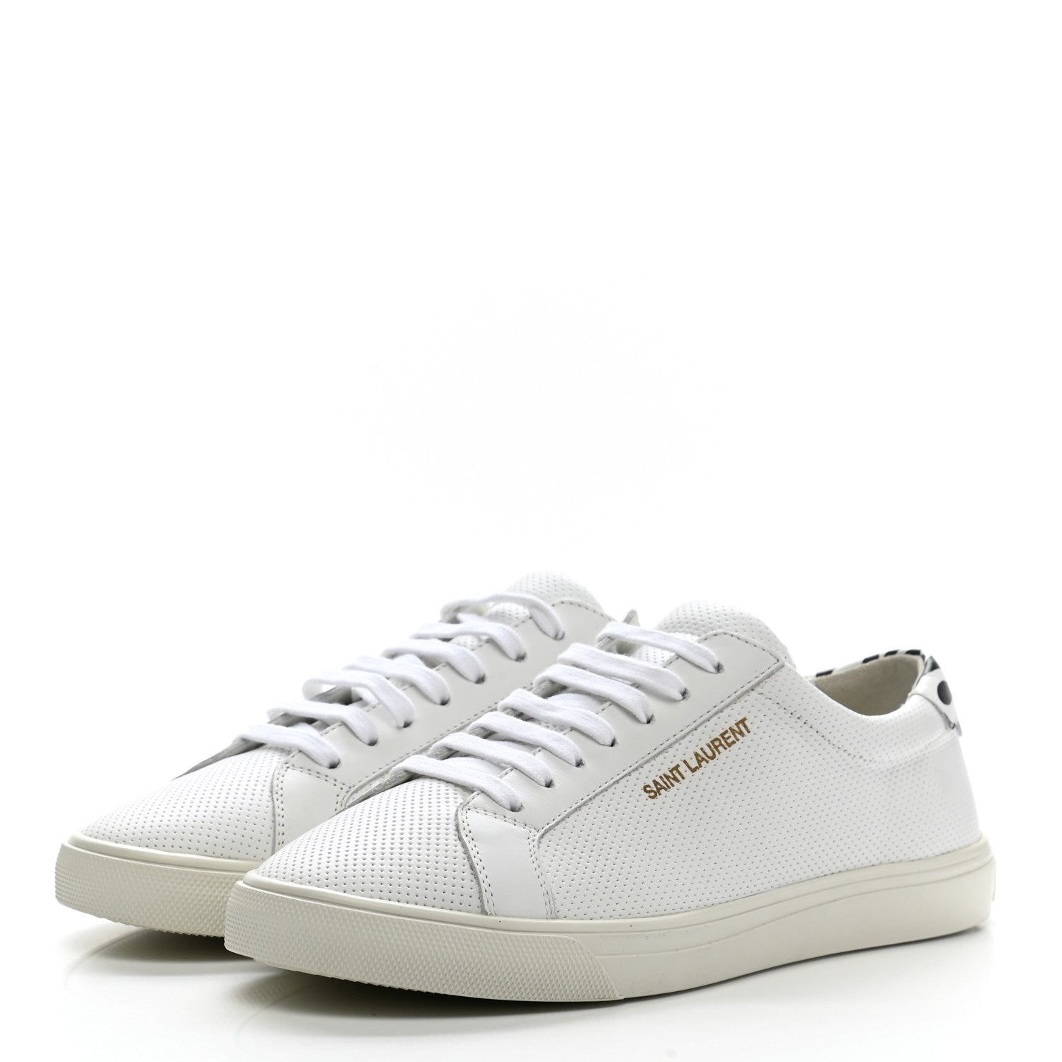 Saint Laurent Perforated Calfskin Zebra Print Andy Low Top Sneakers 37 37.5 White 3 of 9