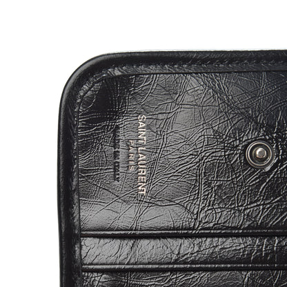 Saint Laurent Crinkled Calfskin Matelasse Monogram Niki Card Holder Black 6 of 8