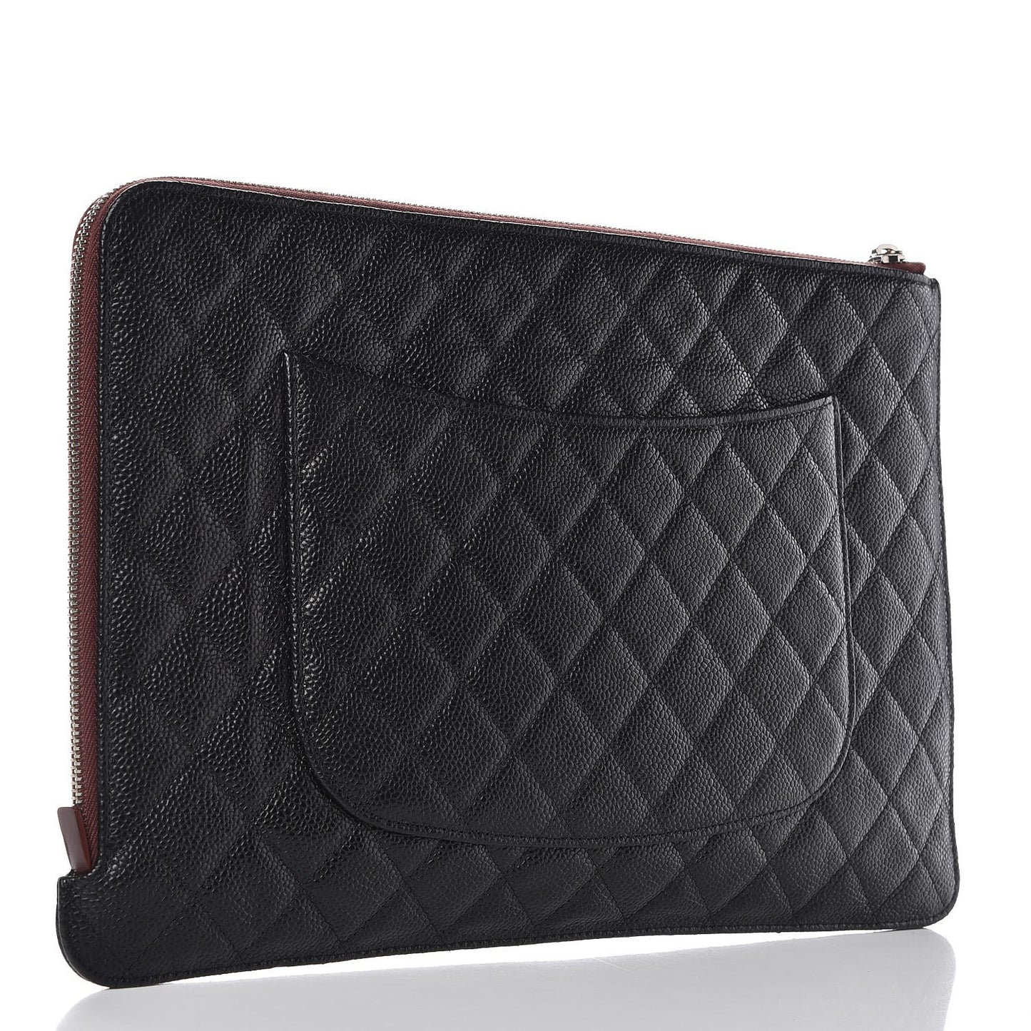 Caviar Quilted Large Slide Pouch Black