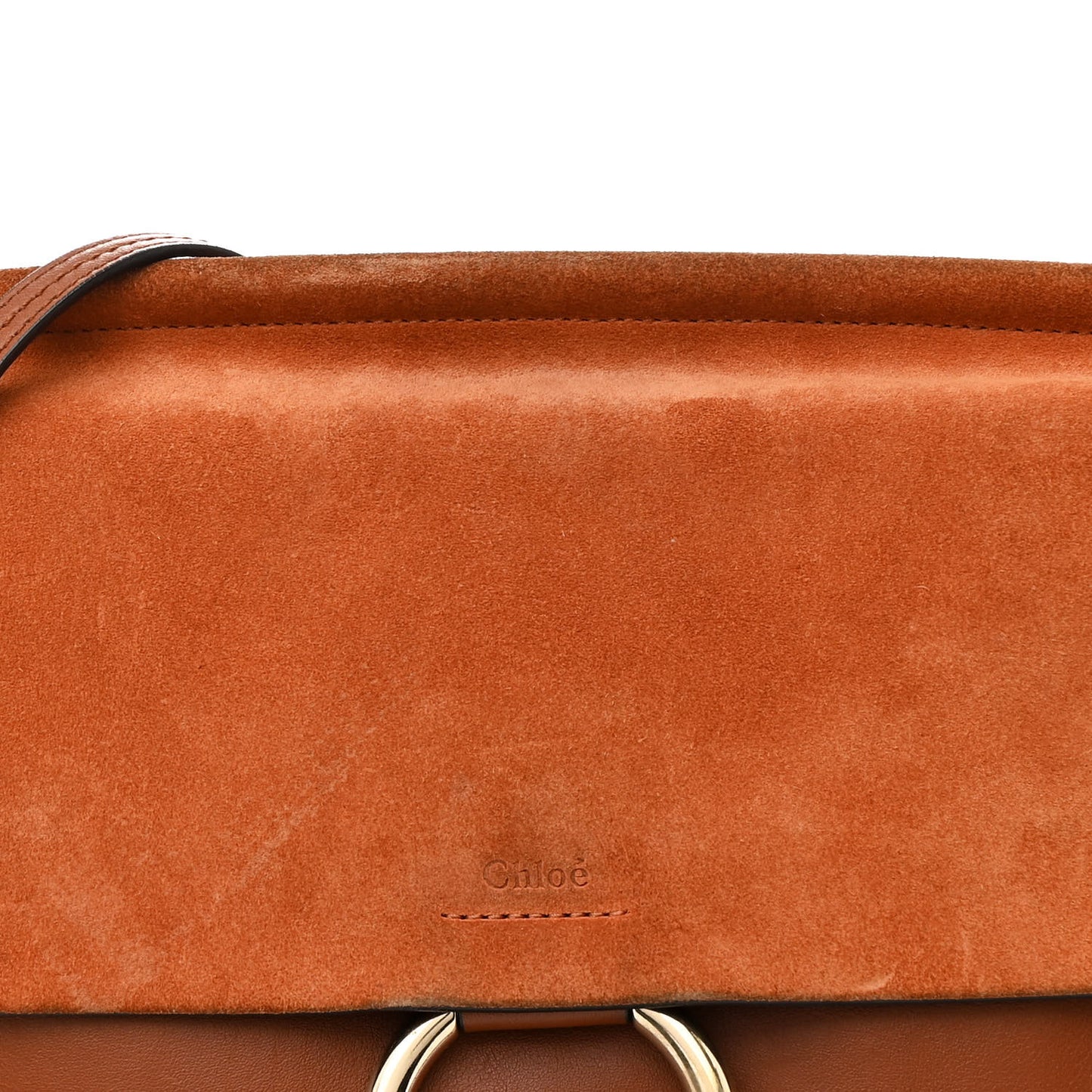 Suede Calfskin Medium Faye Shoulder Bag Tobacco