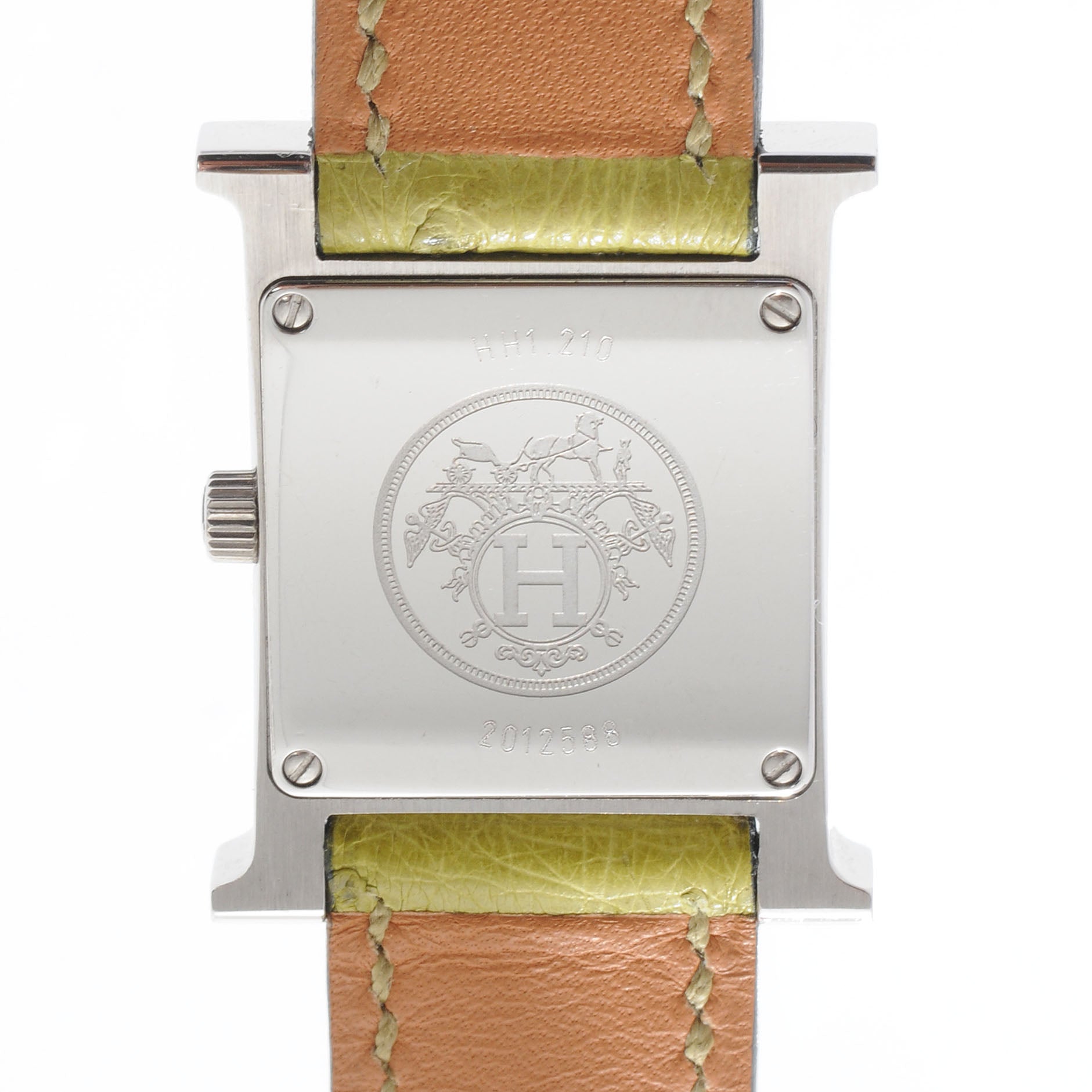Hermes Stainless Steel Ostrich 21mm Heure H Hour Quartz Watch Vert Anis 6 of 8