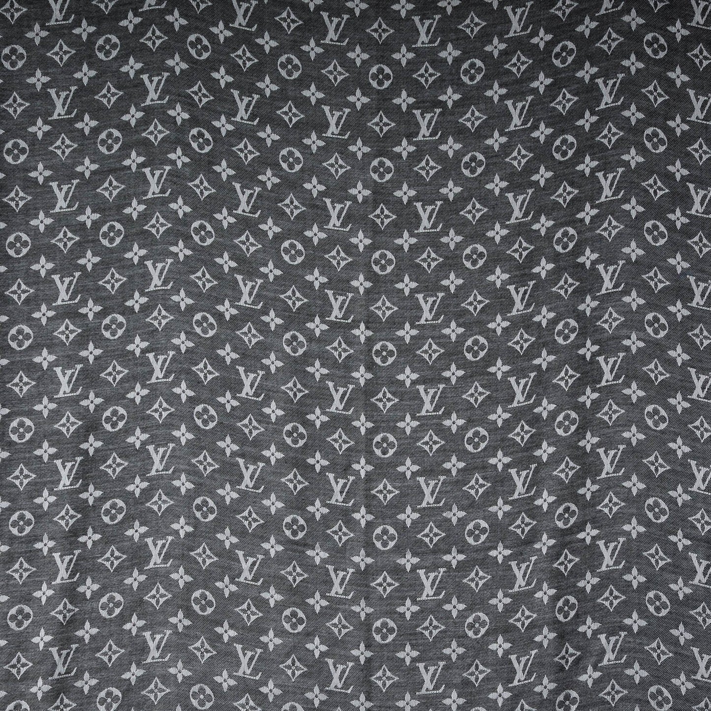 Wool Silk Monogram Denim Shawl Black