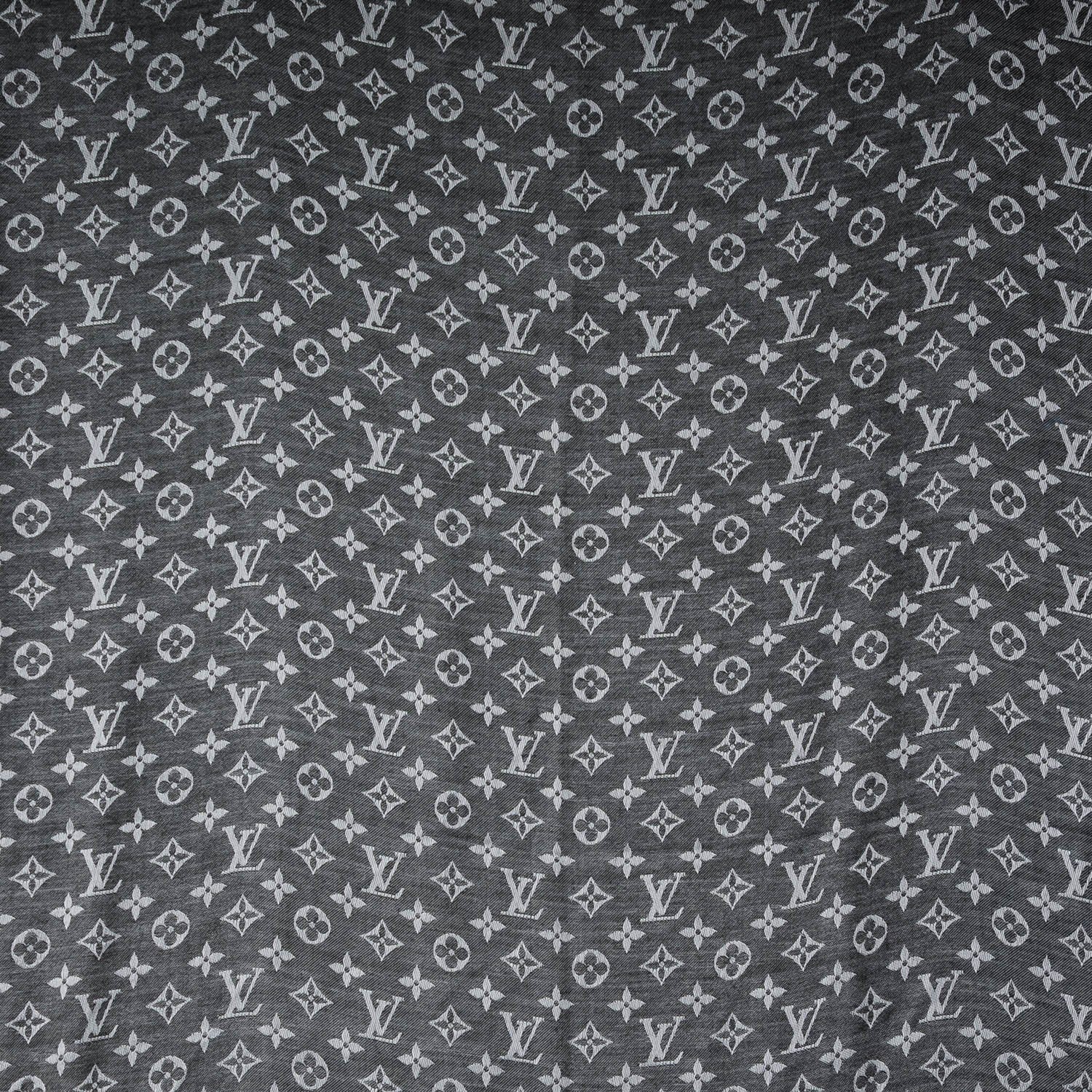 Louis Vuitton Wool Silk Monogram Denim Shawl Black 1 of 8