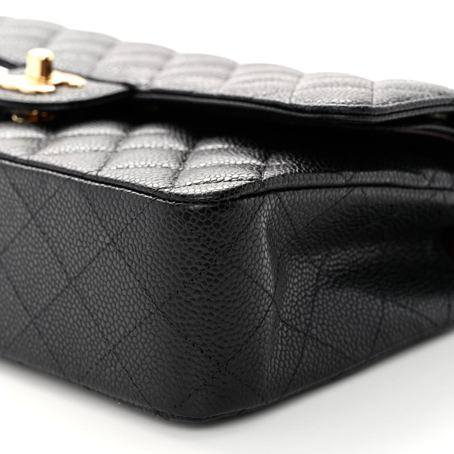 Caviar Quilted Medium Double Flap Black