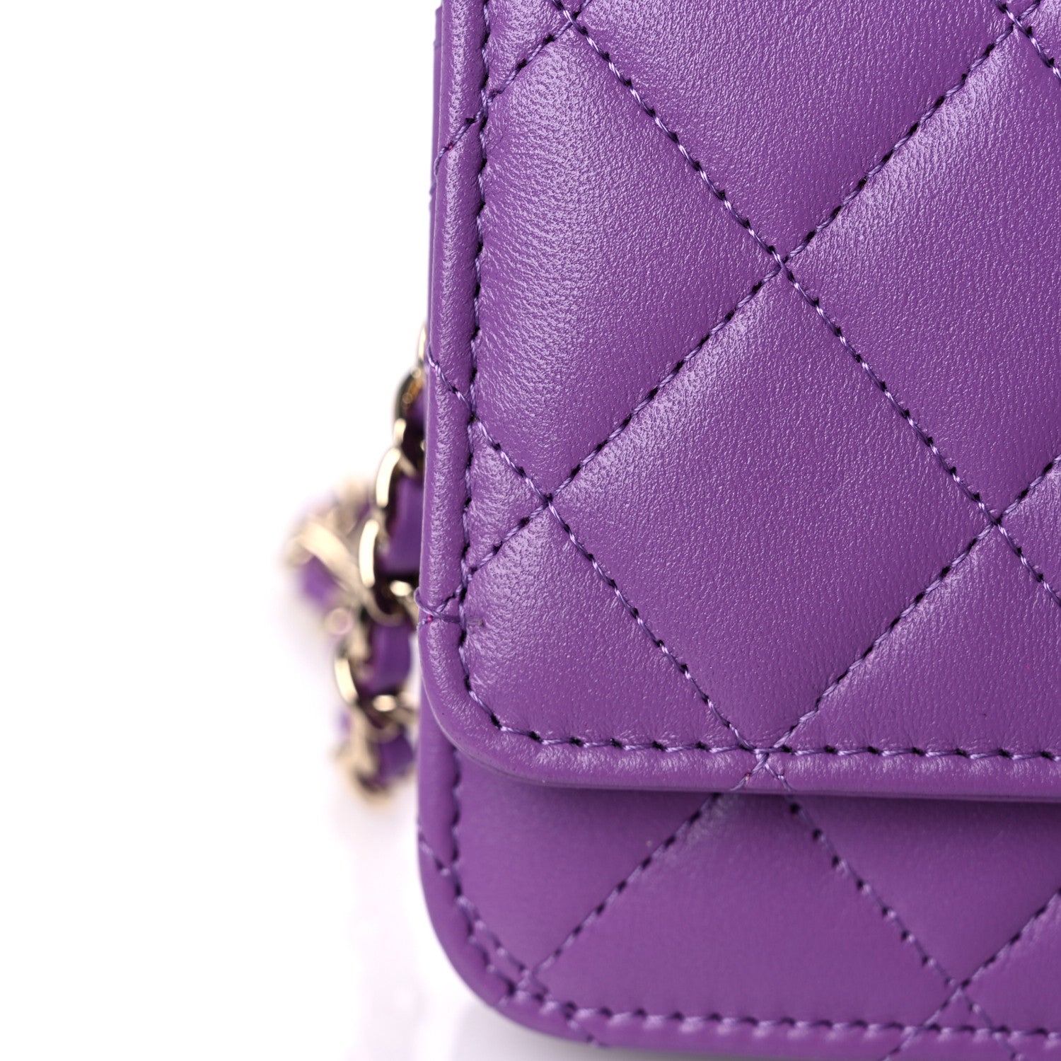 Chanel Lambskin Quilted Wallet On Chain WOC Purple 10 of 10