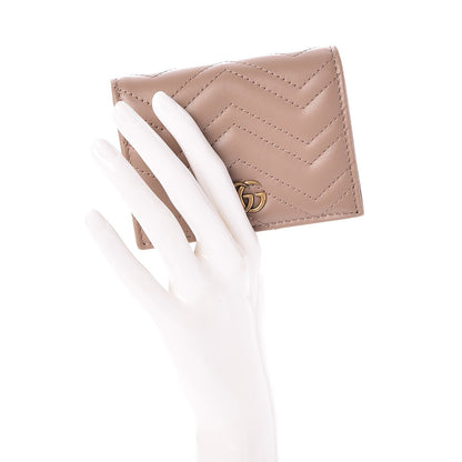 Gucci Calfskin Matelasse GG Marmont Card Case Wallet Porcelain Rose 2 of 8