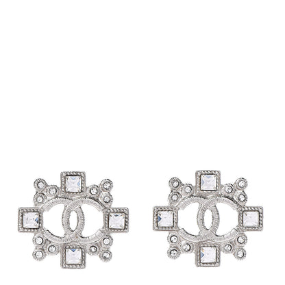Chanel Swarovski Crystal CC Earrings Silver 1 of 5