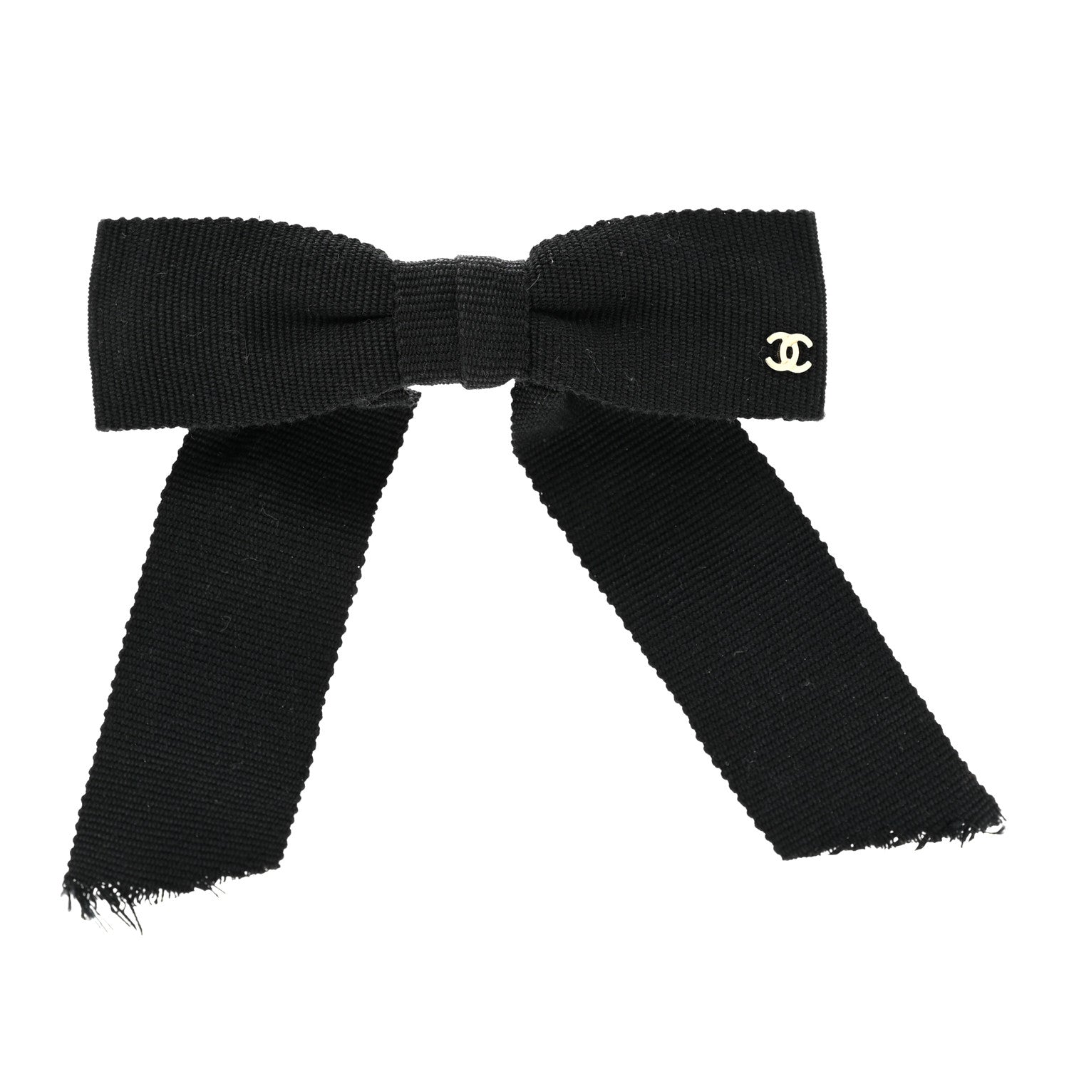 Chanel Grosgrain Bow CC Hair Clip Black 1 of 4
