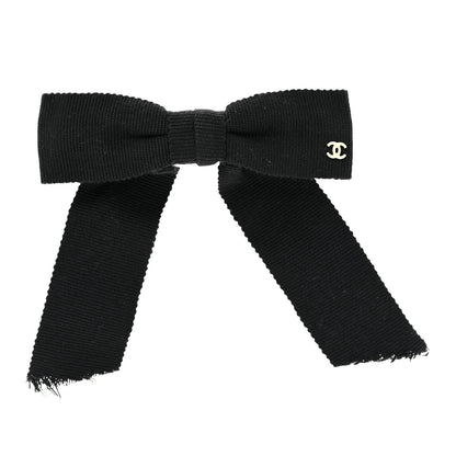 Chanel Grosgrain Bow CC Hair Clip Black 1 of 4