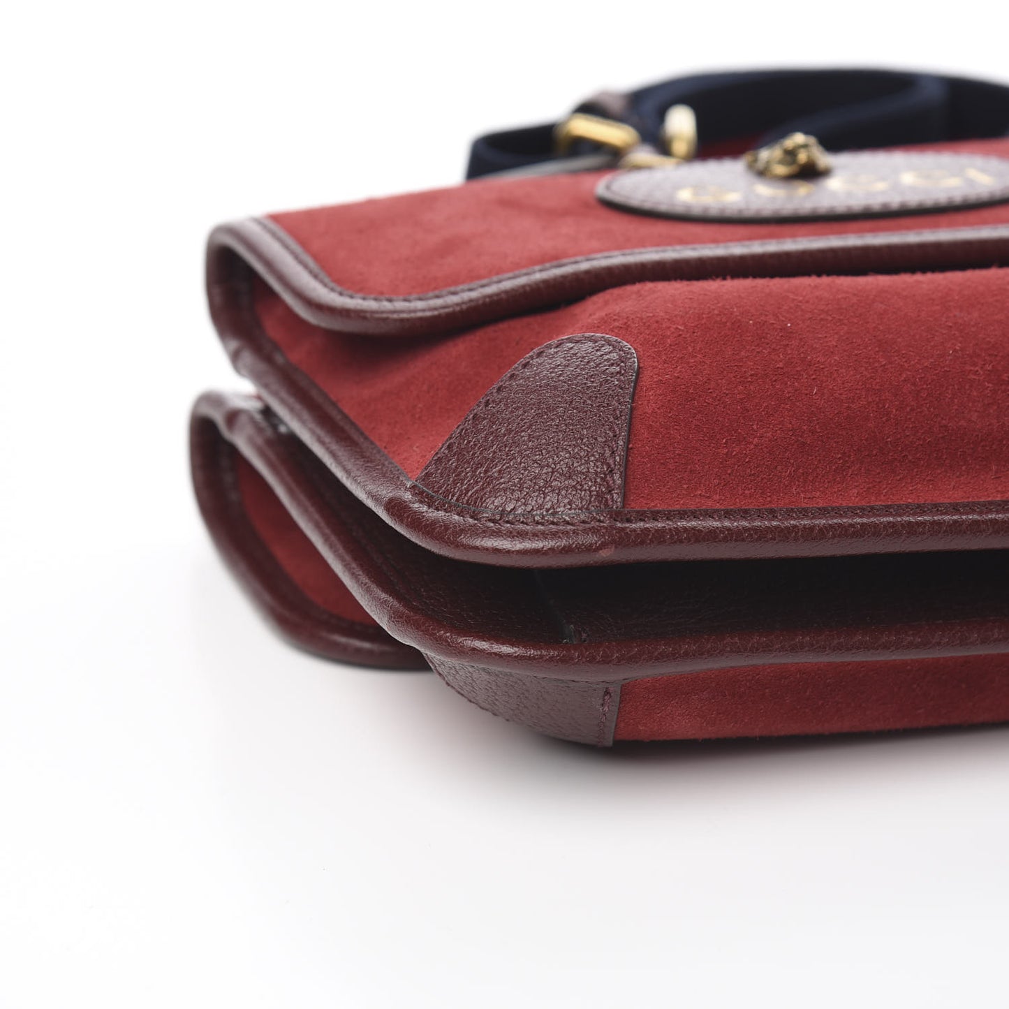 Suede Web Small Neo Vintage Double Flap Messenger Bag Romantic Cherry Chardonnay