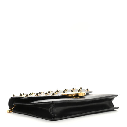 Fendi Vitello Liberty F is Fendi Studded Medium Envelope Wallet on Chain Black 4 of 10