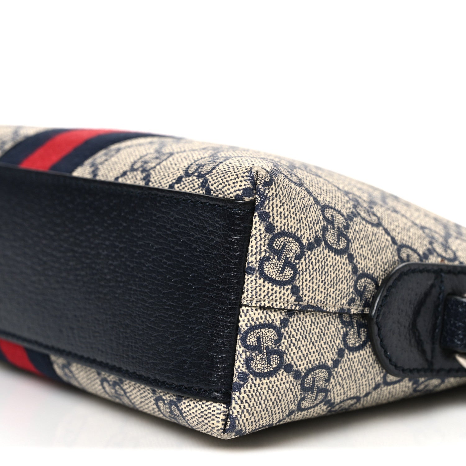 Gucci GG Supreme Monogram Textured Dollar Calfskin Web Small Ophidia Dome Shoulder Bag Beige Blue 10 of 10