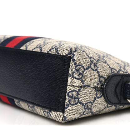 Gucci GG Supreme Monogram Textured Dollar Calfskin Web Small Ophidia Dome Shoulder Bag Beige Blue 10 of 10