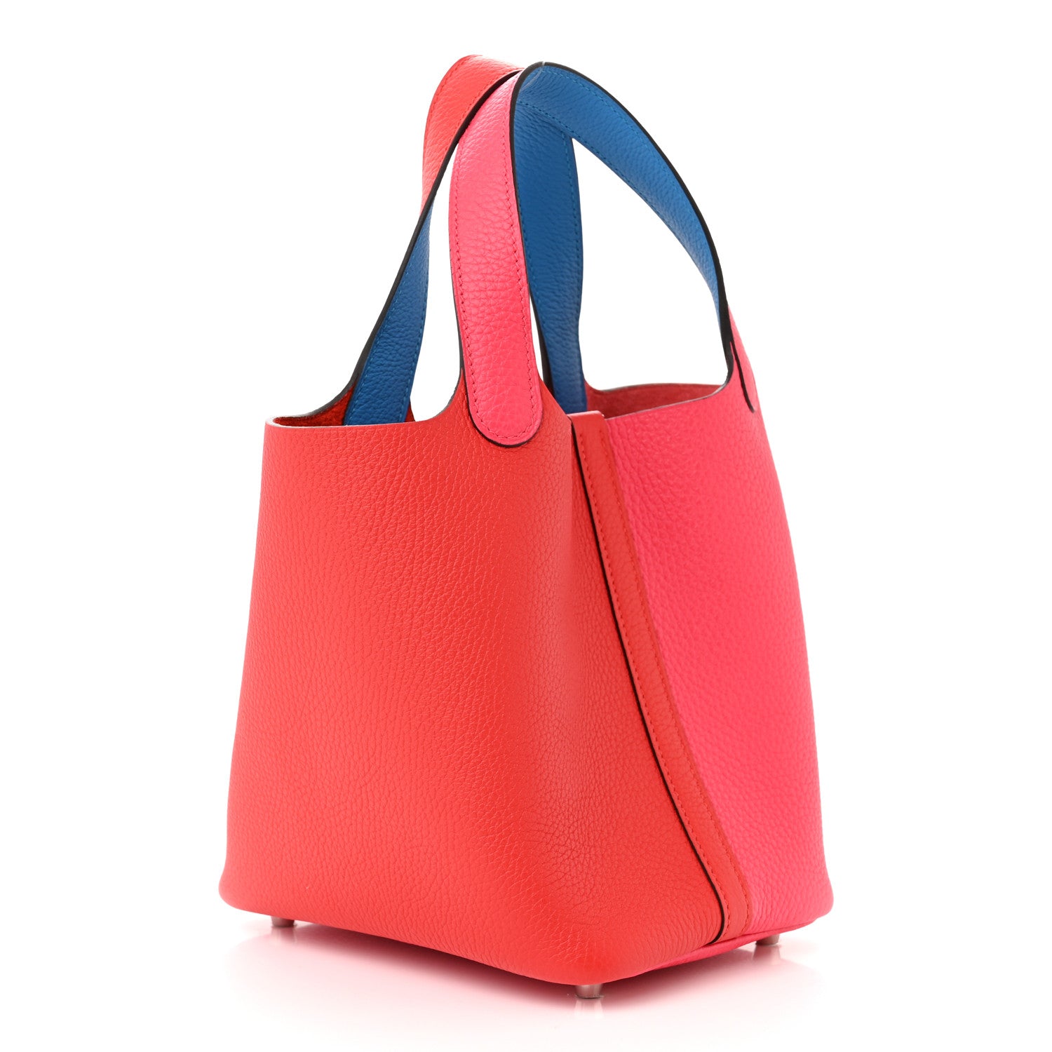 Hermes Taurillon Clemence Tri-Color Picotin Lock 18 PM Rouge Coeur Rose Extreme Bleu Zanzibar 3 of 11