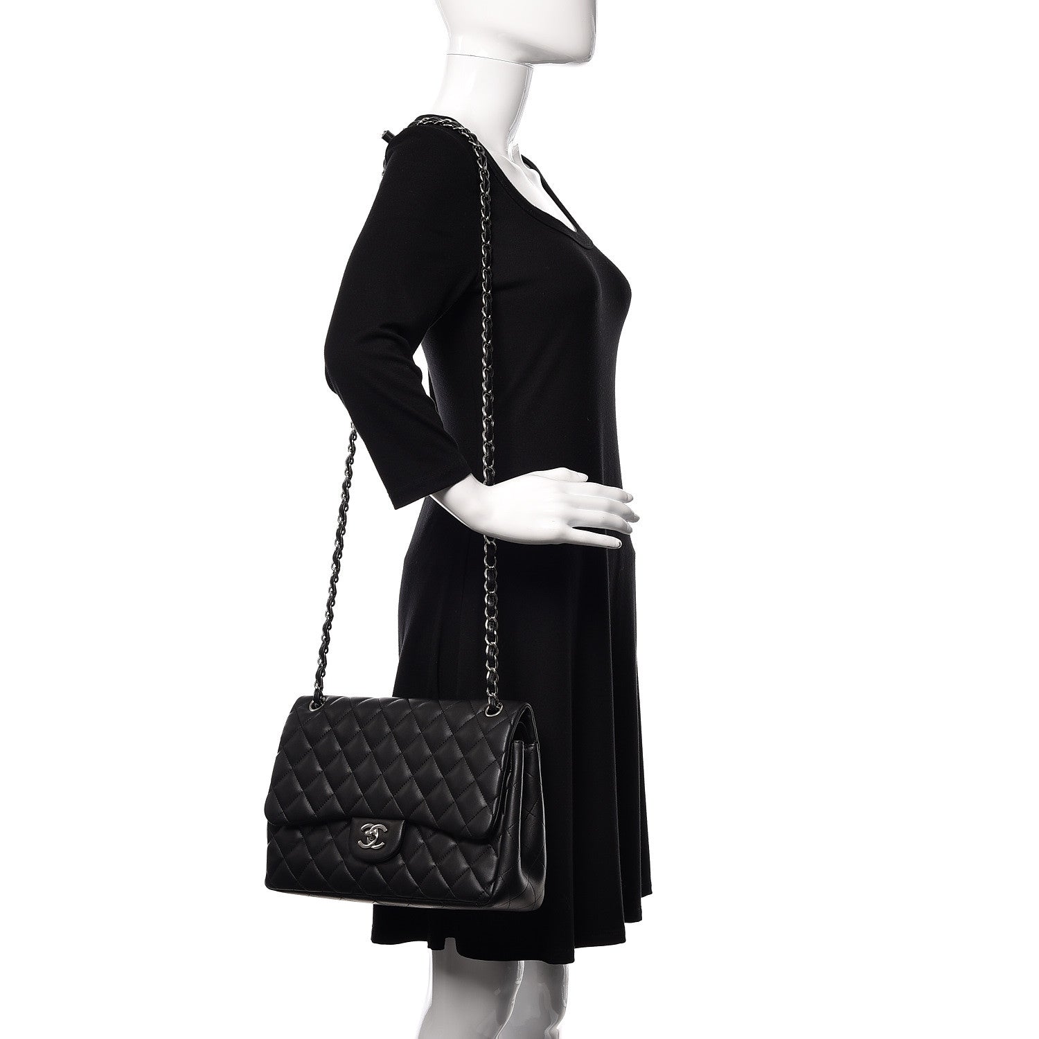 Chanel Lambskin Quilted Jumbo Double Flap Black 2 of 11