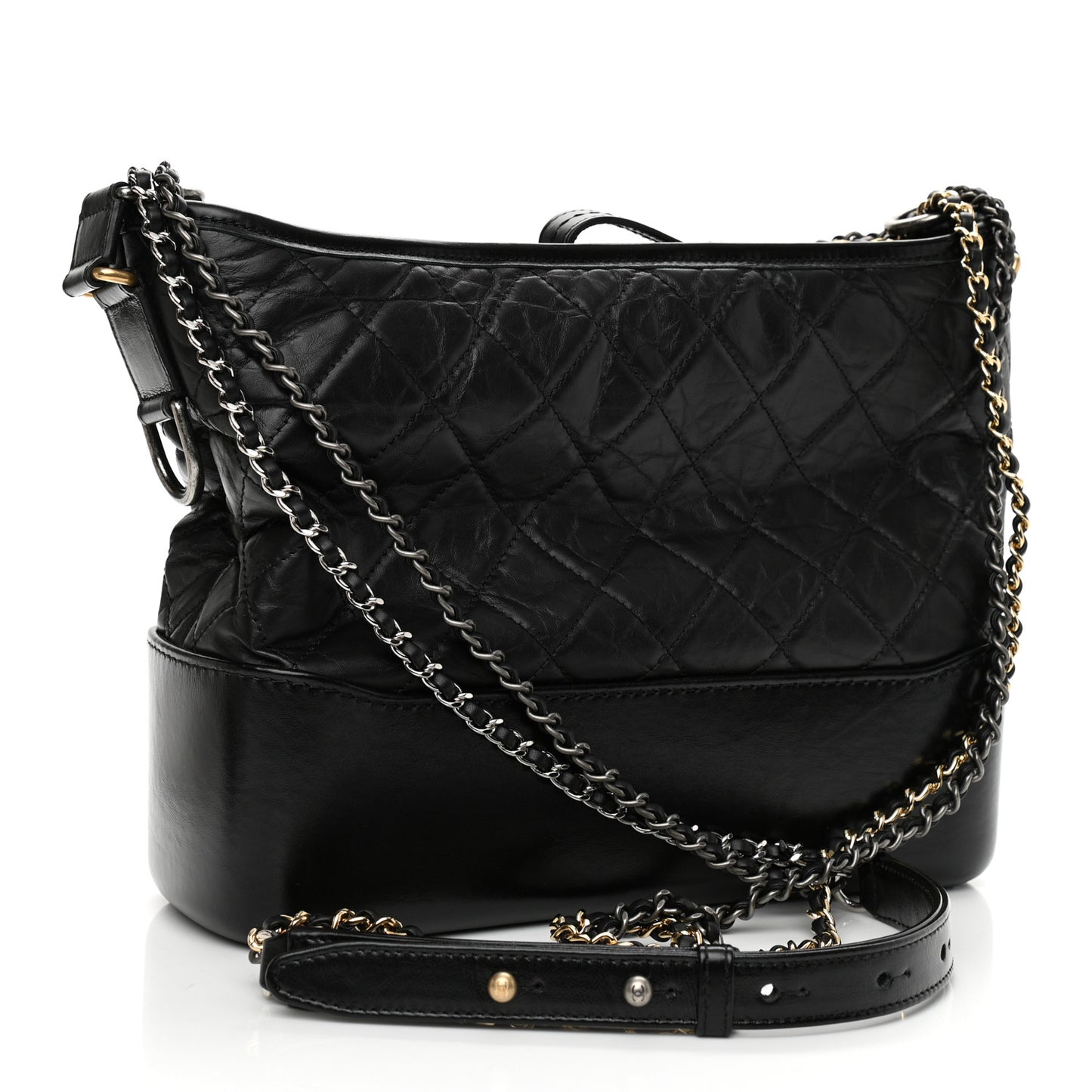 Aged Calfskin Quilted Medium Gabrielle Hobo Black