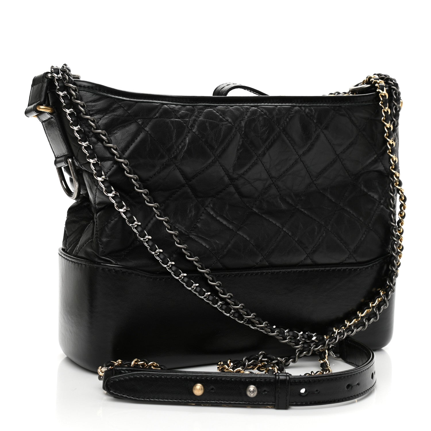 Chanel Aged Calfskin Quilted Medium Gabrielle Hobo Black 3 of 9