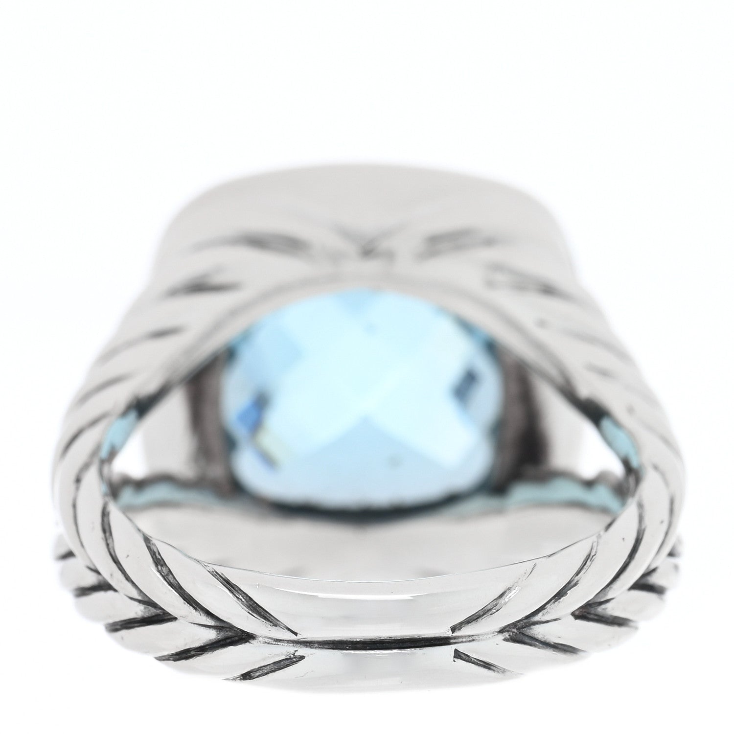 David Yurman Sterling Silver Diamond Blue Topaz 11mm Albion Ring 52 6 3 of 4