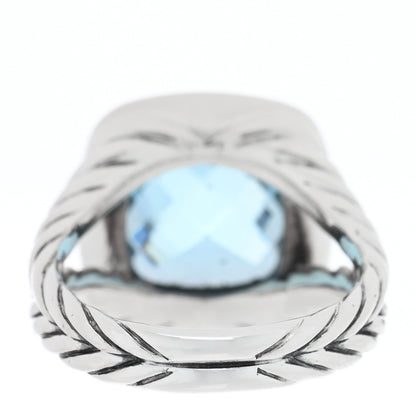 David Yurman Sterling Silver Diamond Blue Topaz 11mm Albion Ring 52 6 3 of 4