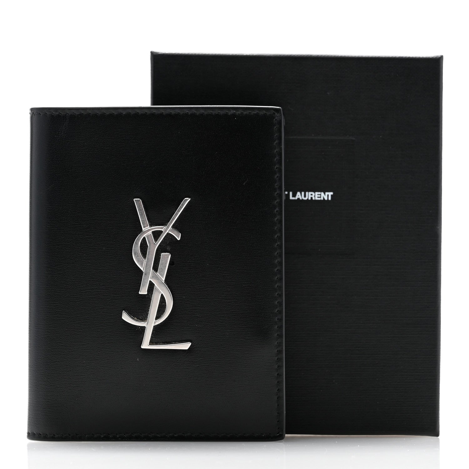 Saint Laurent Smooth Calfskin Cassandre Credit Card Wallet Black 11 of 11