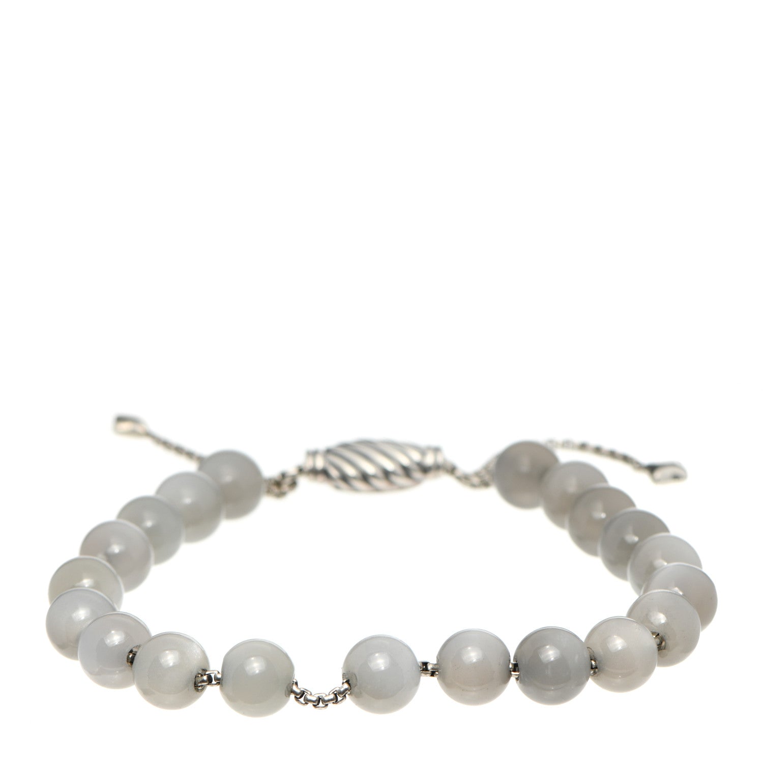 David Yurman Sterling Silver Gray Moonstone 8mm Spiritual Beads Bracelet 1 of 4