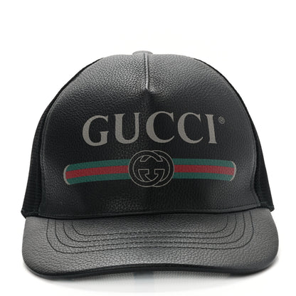 Gucci Grained Calfskin Logo Baseball Hat Black 3 of 9
