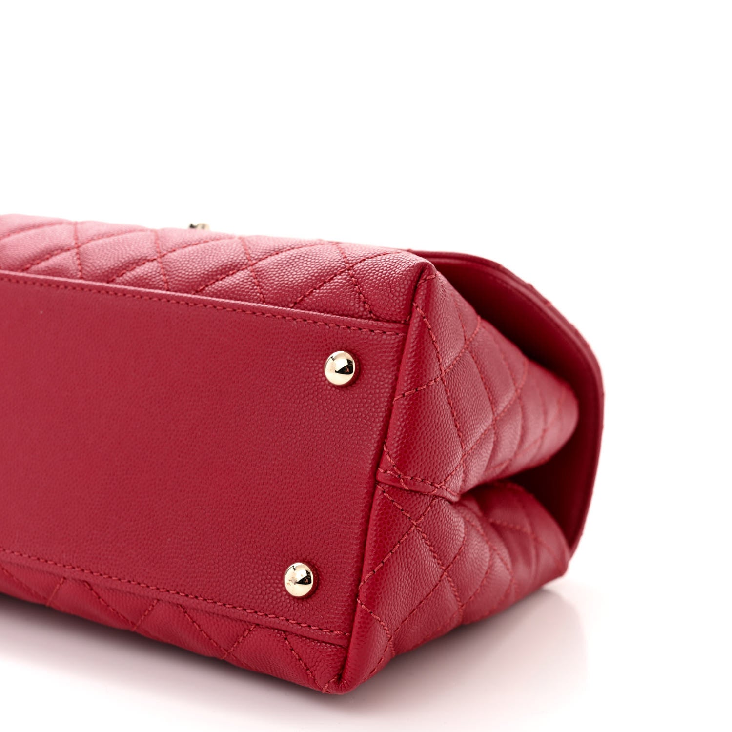 Chanel Caviar Quilted Small Coco Handle Flap Red 10 of 11