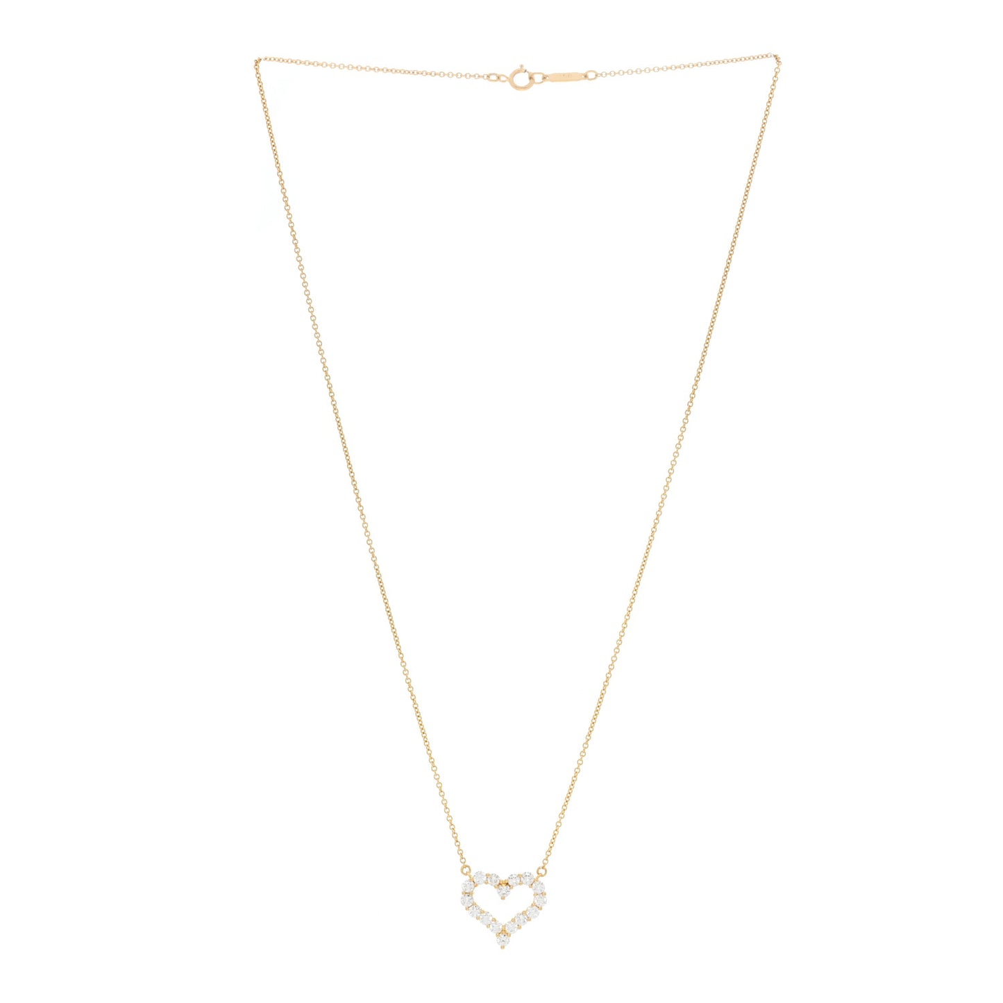 18K Yellow Gold Diamond .80ct Heart Pendant Necklace