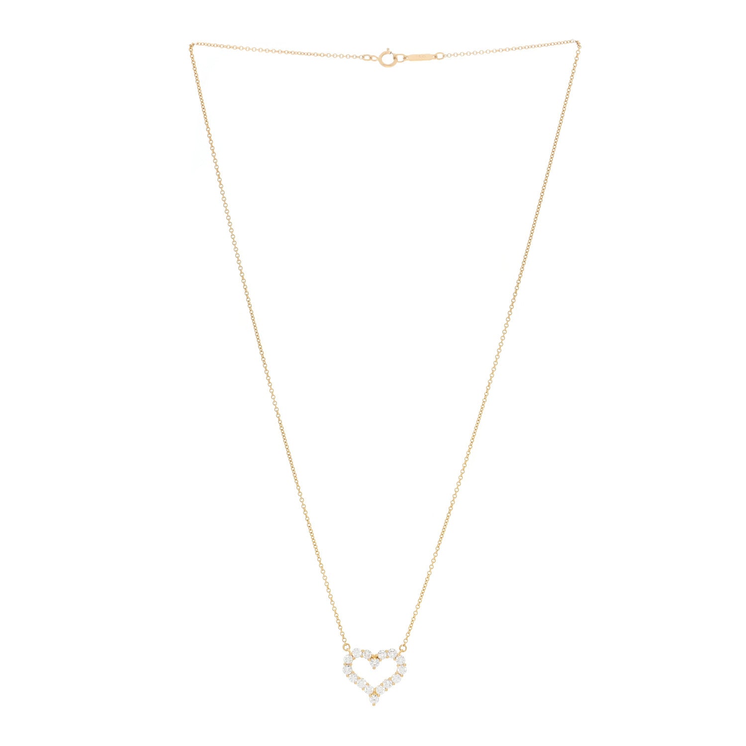 Tiffany 18K Yellow Gold Diamond .80ct Heart Pendant Necklace 2 of 5