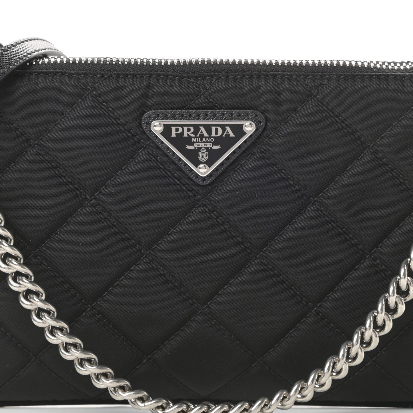 Nylon Tessuto Impuntu Quilted Crossbody Bag Black