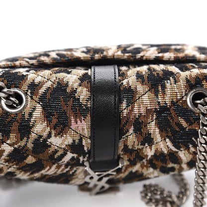 Saint Laurent Jacquard Leopard Matelasse Chevron Monogram Baby Chain Bag Black 10 of 13