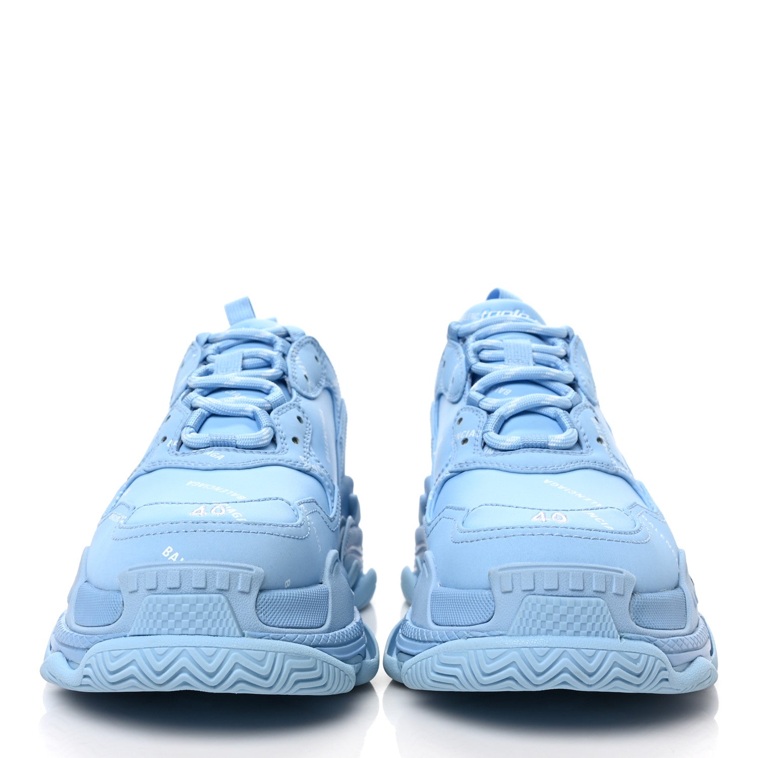 Balenciaga Technical Fabric Mesh Allover Logo Mens Triple S Sneakers 40 Light Bleu White 2 of 7