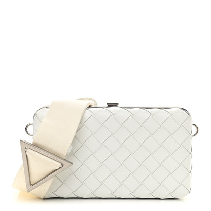 Bottega Veneta Spazzolato Intrecciato Mens Crossbody Messenger Bag Bianco 1 of 10