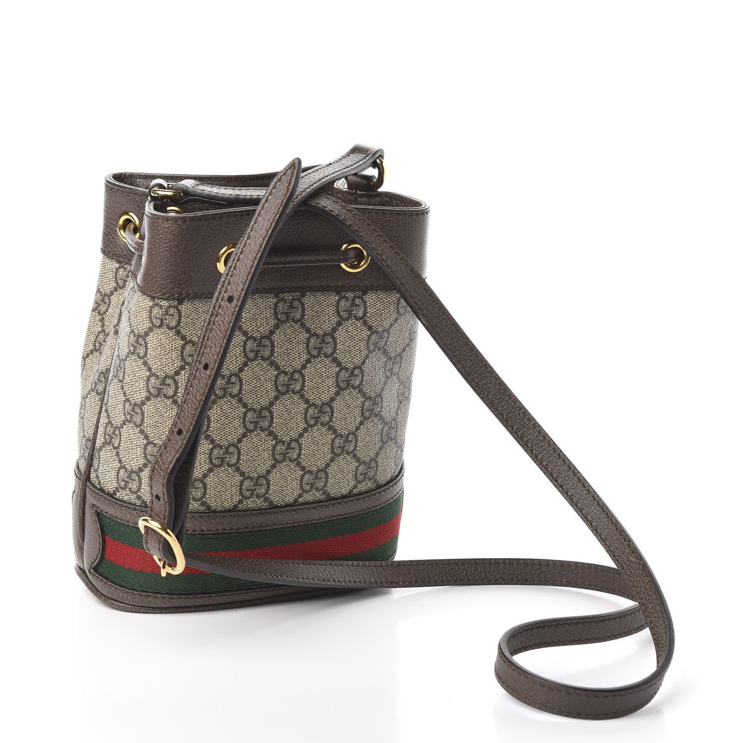 Gucci GG Supreme Monogram Web Mini Ophidia Bucket Bag Brown 3 of 10