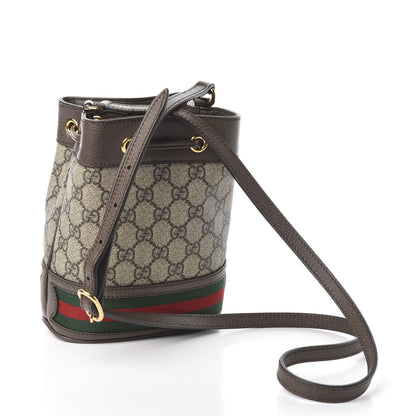Gucci GG Supreme Monogram Web Mini Ophidia Bucket Bag Brown 3 of 10
