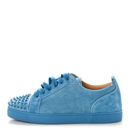 Christian Louboutin Veau Velours Mens Louis Junior Spikes Flat Sneakers 44.5 Blue 1 of 8
