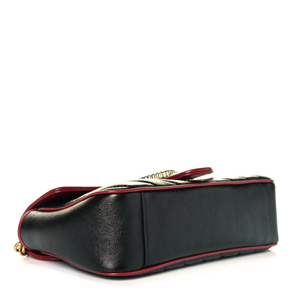 Gucci Vintage Effect Calfskin Matelasse Diagonal Small Torchon GG Marmont Shoulder Bag Black Romantic Cherry 4 of 8