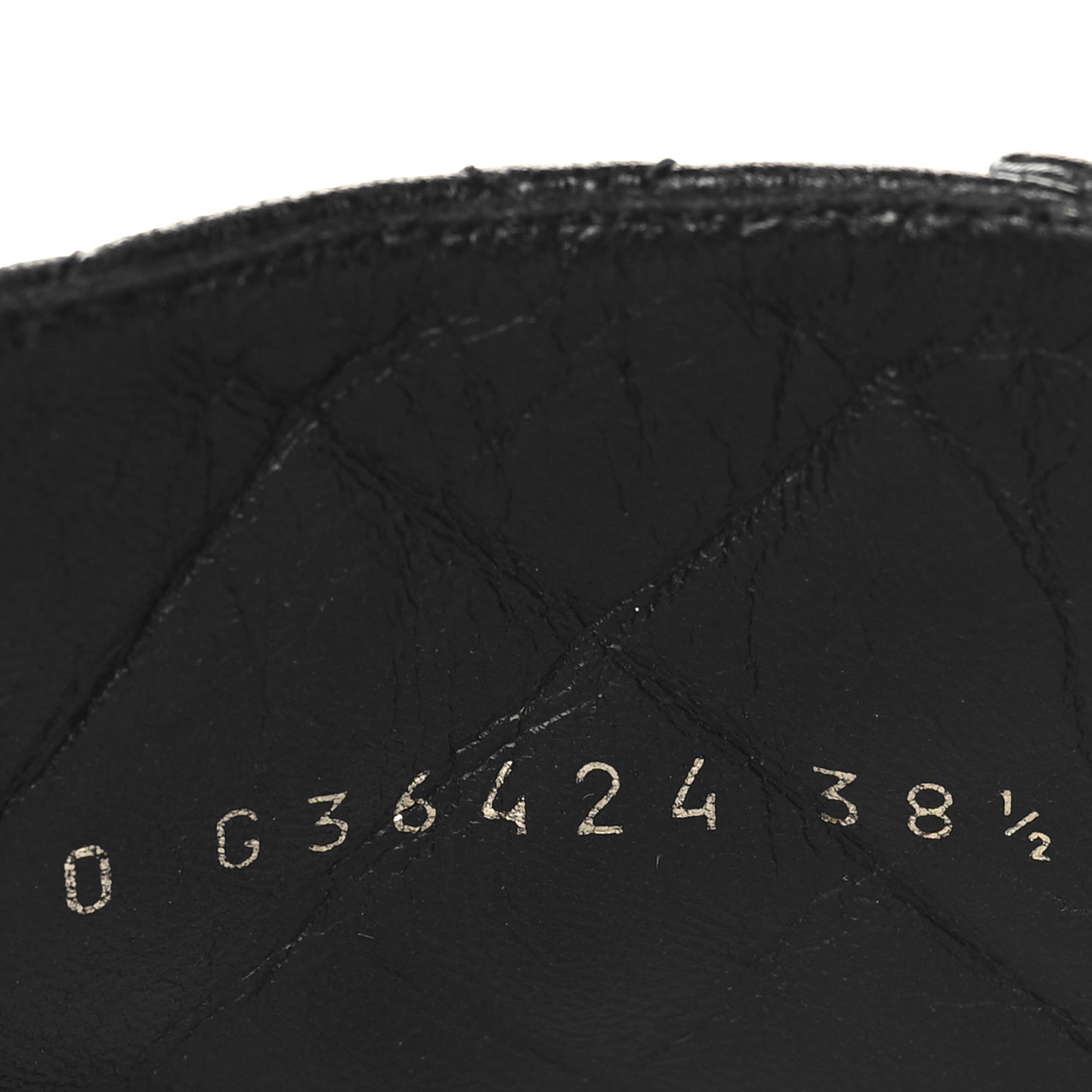 Shiny Calfskin Quilted Lace Up Combat Boots 38.5 Black