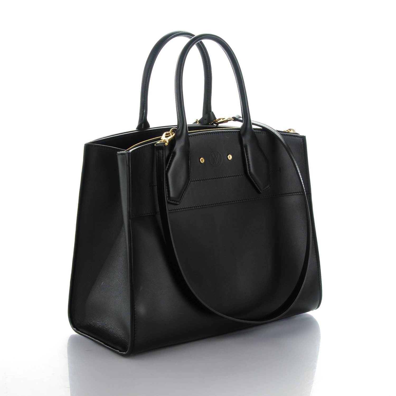 Louis Vuitton Calfskin City Steamer MM Black 3 of 8