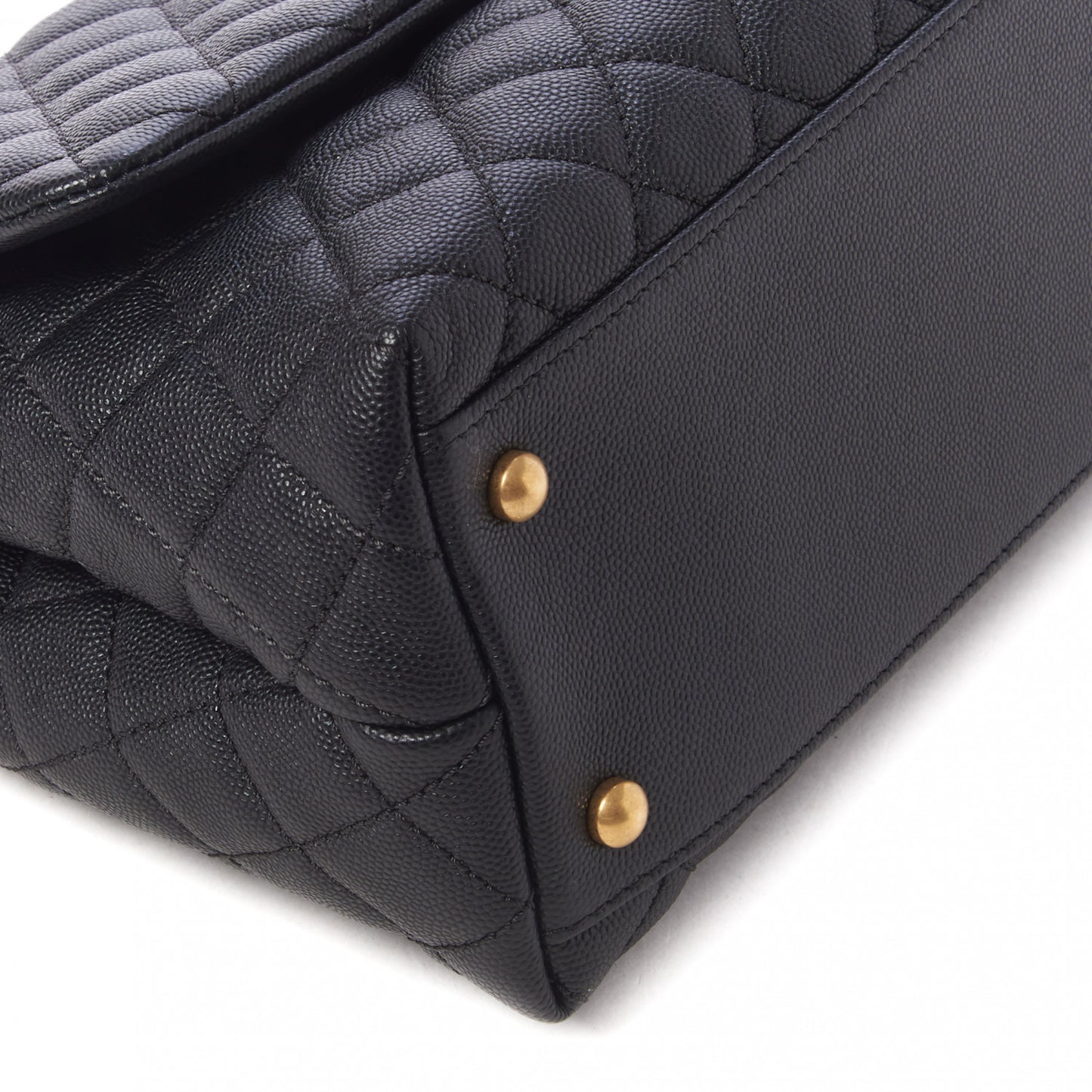 Caviar Quilted Small Coco Handle Flap Black