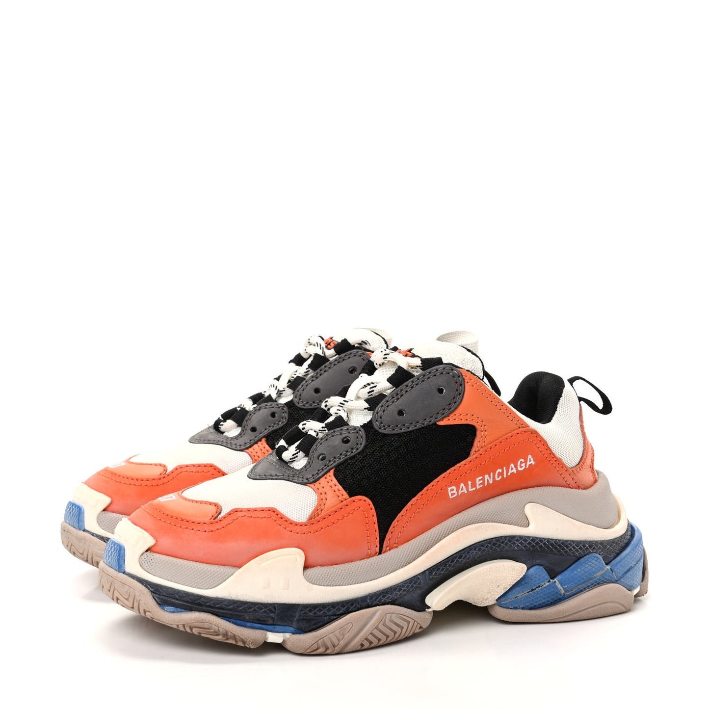 Mesh Nubuck Womens Triple S Sneakers 37 Orange Gris Black