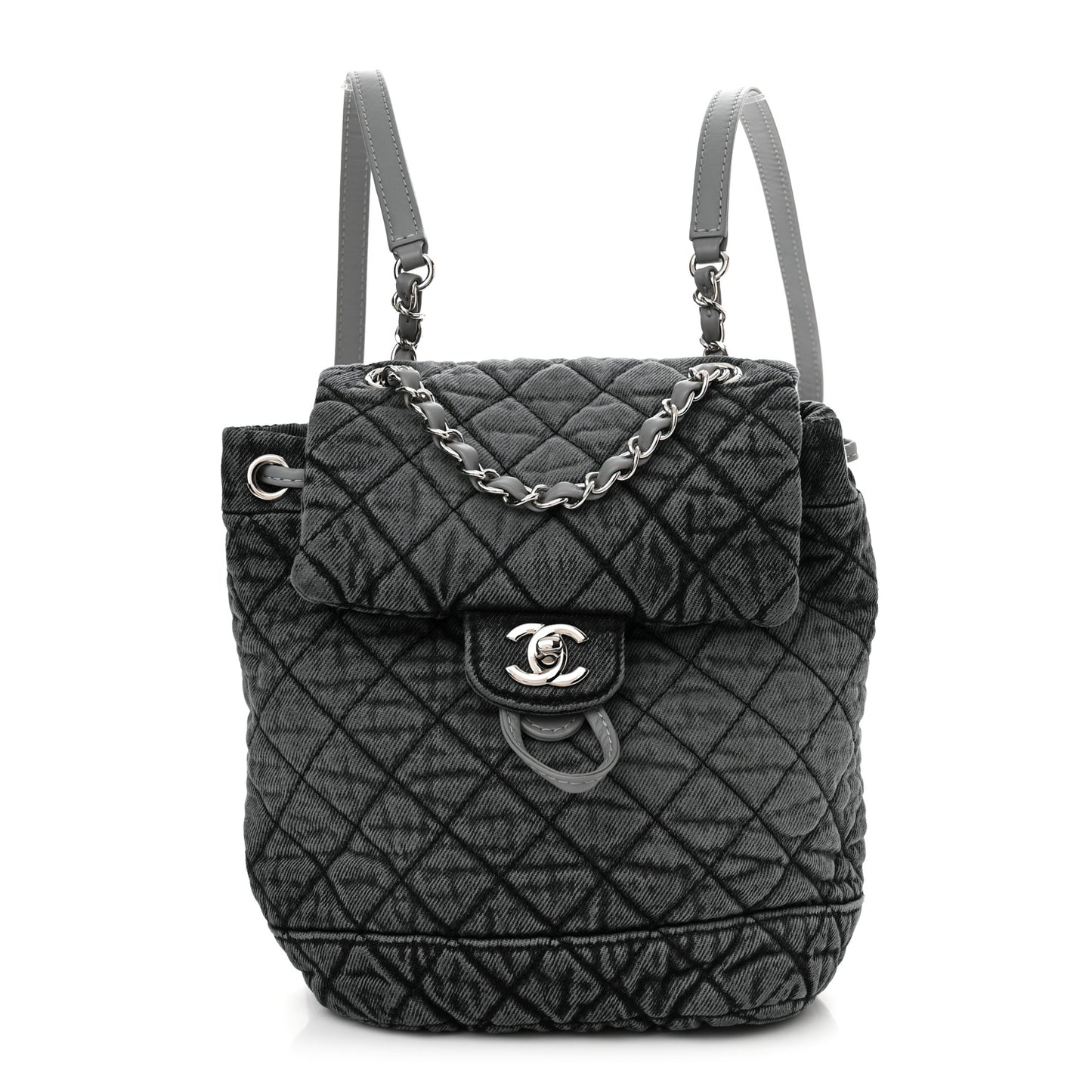 Washed Denim Quilted Denimpression Backpack Lilac Black