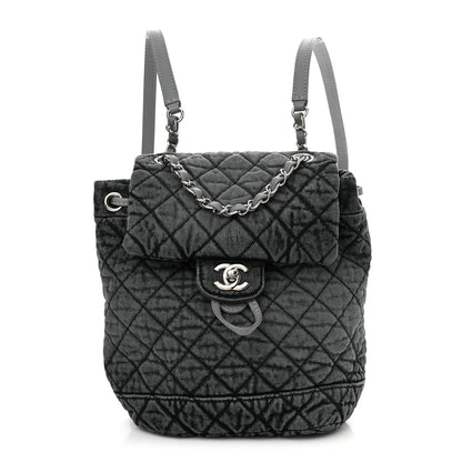 Chanel Washed Denim Quilted Denimpression Backpack Lilac Black 1 of 10