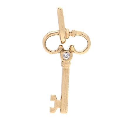 Tiffany 18K Yellow Gold Diamond Mini Key Charm 1 of 4