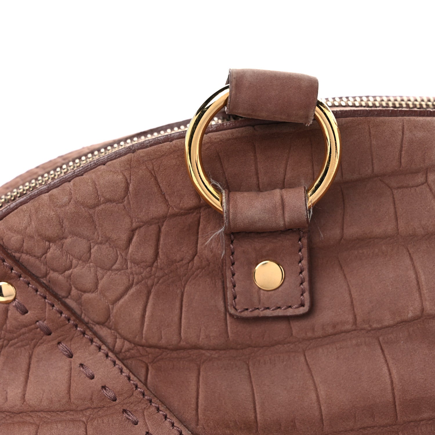 Saint Laurent Nubuck Crocodile Embossed Oversized Muse Brown 8 of 9