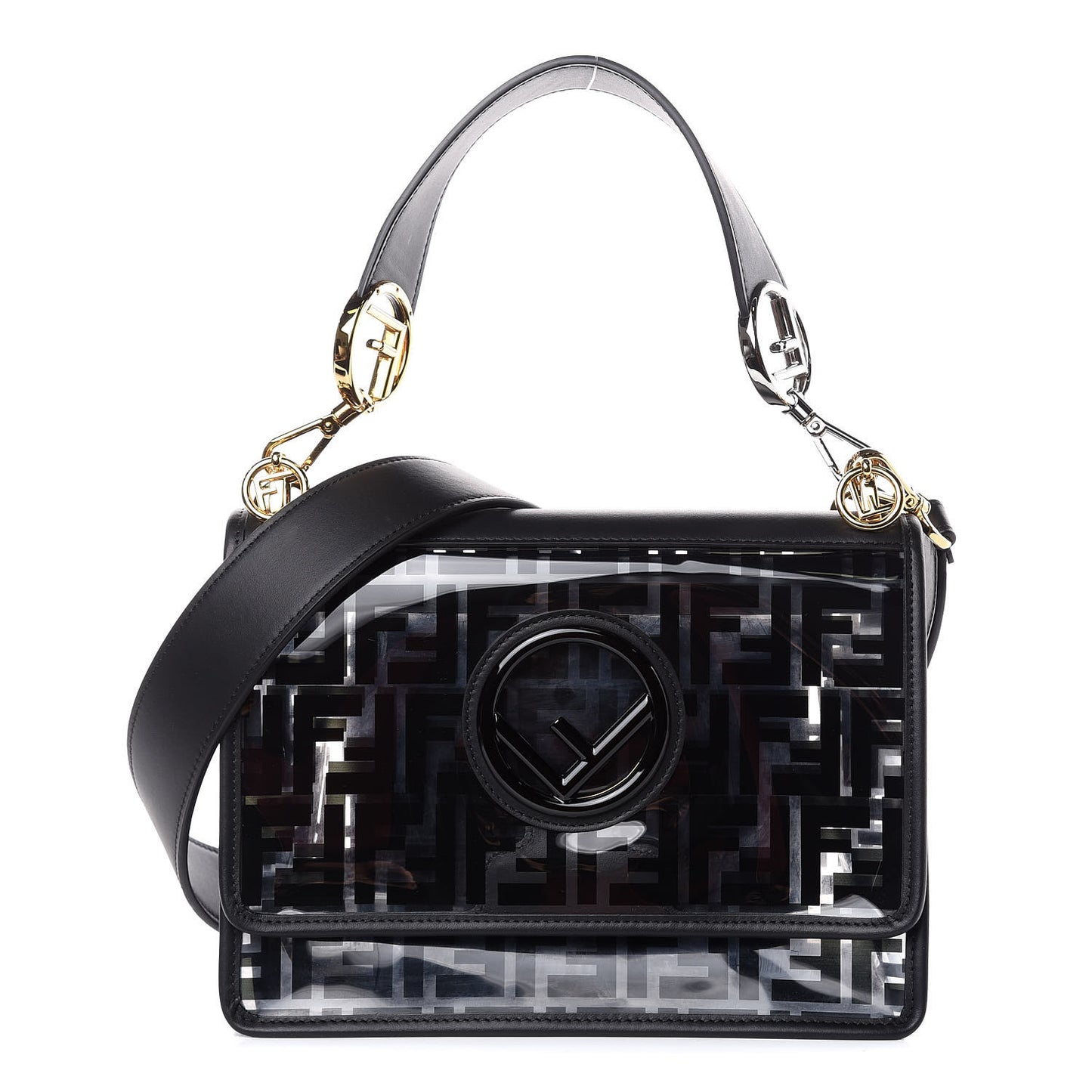 TPU FF Vitello Century F is Fendi Kan I Shoulder Bag Black