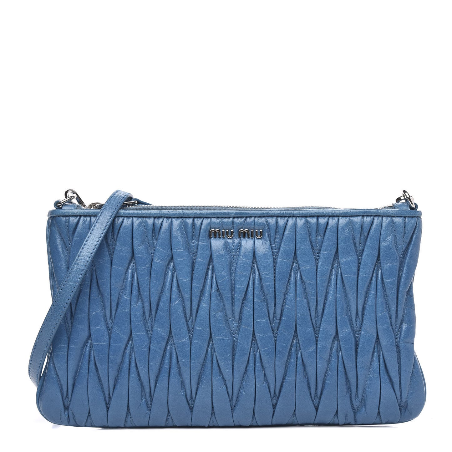 Nappa Matelasse Double Zip Crossbody Turchese