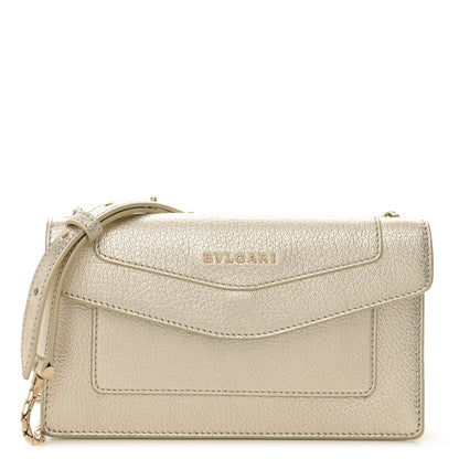 Bulgari Metallic Calfskin Snake Strap Crossbody Flap Clutch Gold 1 of 10