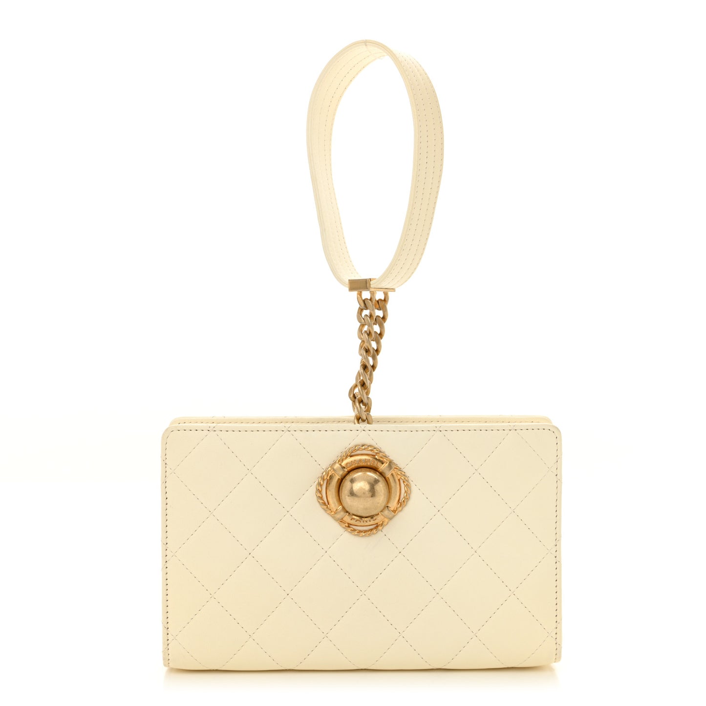 Lambskin Quilted Evening By The Sea Clutch White