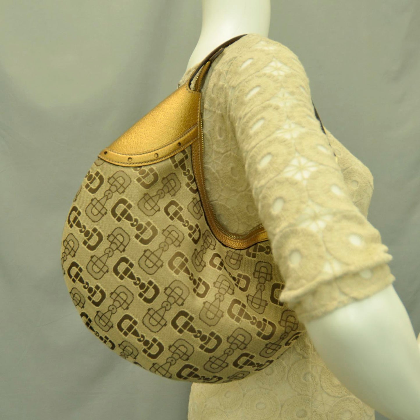 Canvas Horsebit Glam Hobo Metallic